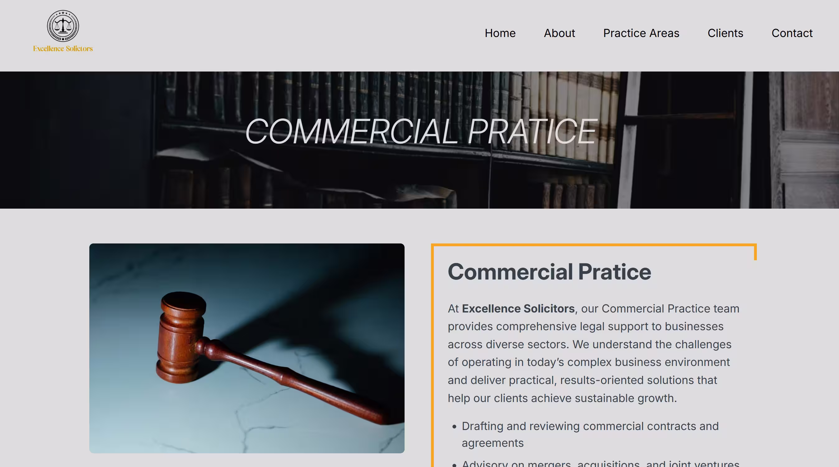 Excellence Solicitors Website Project